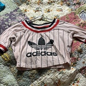 Adidas Pink and Black Short Sleeve Tee with Trefoil Logo